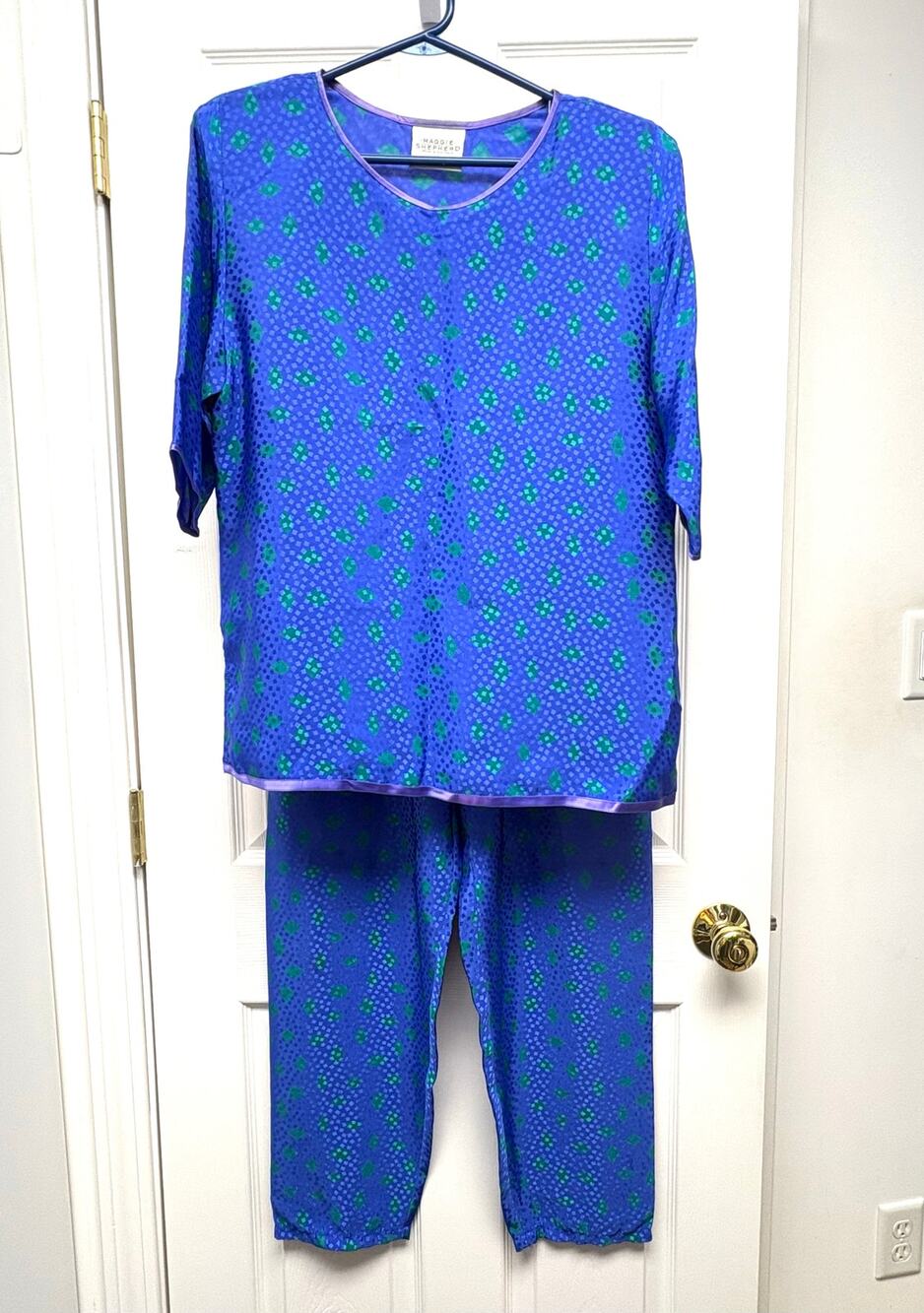 Maggie Shepherd 2 Piece Lounge Set Vintage Blue Green Abstract 90s Size M